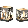 Set de 2 photophores en métal noir et doré Loving Deer