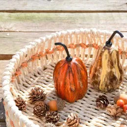 Set de 2 paniers ronds en jute naturel et orange