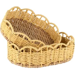 Set 2 paniers ovales en jute naturel et jaune