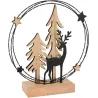 Décoration à poser cerf en métal socle en bois avec led 21 x 6 x 23 cm