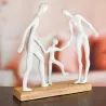 Famille en aluminium sur socle en bois 26 x 9 x 30 cm