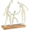 Famille en aluminium sur socle en bois 26 x 9 x 30 cm