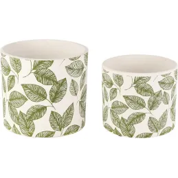 Set de 2 cache-pots de fleurs en céramique Sycamore Leaves 17 x 15 cm