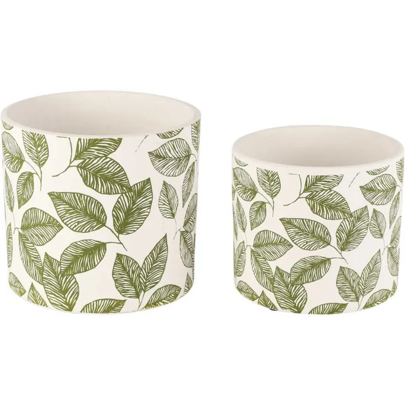 Set de 2 cache-pots de fleurs en céramique Sycamore Leaves 17 x 15 cm