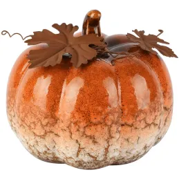 Citrouille décorative en porcelaine et métal 14 x 12 cm