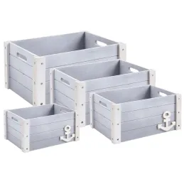Caisse de rangement en bois Marina (Lot de 4)
