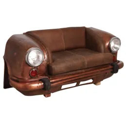 Canapé voiture en cuir de buffle et métal