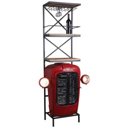 Meuble bar tracteur en acacia et métal