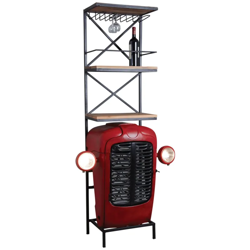 Meuble bar tracteur en acacia et métal