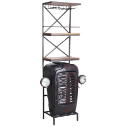 Meuble bar tracteur en acacia et métal