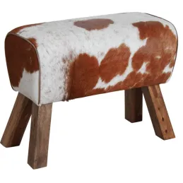 Tabouret rectangulaire en peau de vache