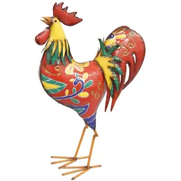 Coq en métal laqué multicolore