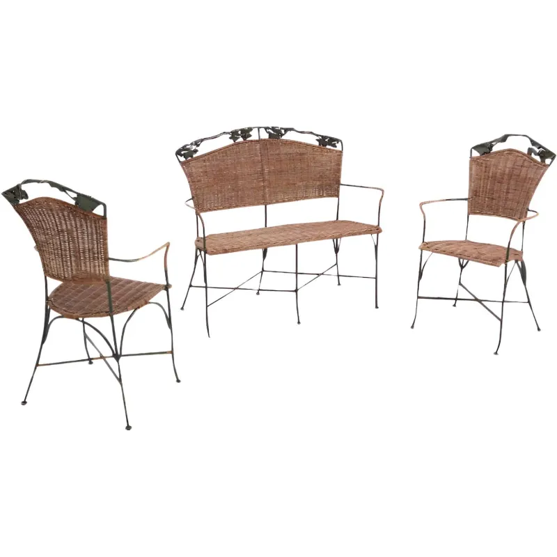 Set 2 fauteuils + 1 banc vigne