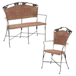 Set 2 fauteuils + 1 banc vigne