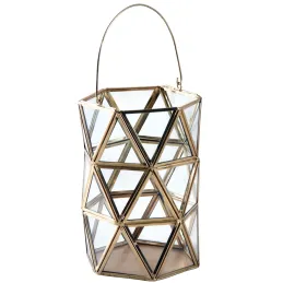 Photophore hexagonal en verre et laiton