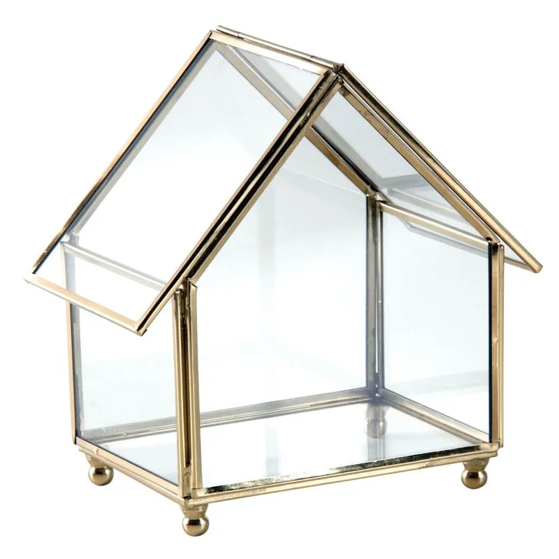 Coffret à bijoux en laiton et verre
