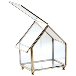 Coffret à bijoux en laiton et verre