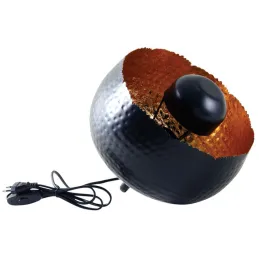 Lampe ronde à poser en métal noir avec intérieur doré