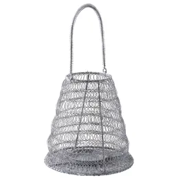 Photophore métal grillage gris blanchi
