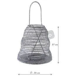 Photophore métal grillage gris blanchi