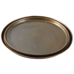 Plateaux ronds en métal finition doré antique (Lot de 2)