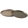 Plateaux ronds en métal finition doré antique (Lot de 2)