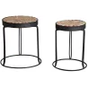 Sellettes rondes en métal et sapin (Lot de 2)