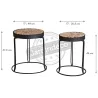 Sellettes rondes en métal et sapin (Lot de 2)