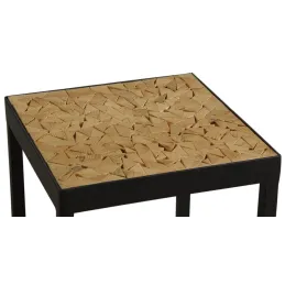 Table carrée en métal plateau "mosaïque" en sapin