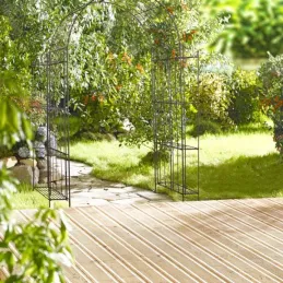 Arche de jardin pour plante grimpante en métal vieilli