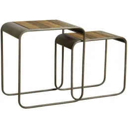Sellettes en bois et métal (Lot de 2)