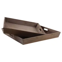 Plateaux carrés en bois (Lot de 2)