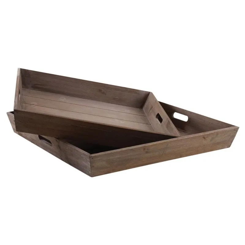 Plateaux carrés en bois (Lot de 2)