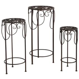 Sellettes rondes en métal vieilli (Lot de 3)