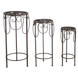 Sellettes rondes en métal vieilli (Lot de 3)