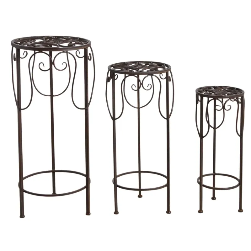 Sellettes rondes en métal vieilli (Lot de 3)