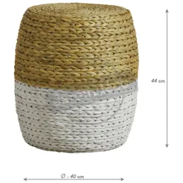 Tabouret rond en jacinthe bicolore