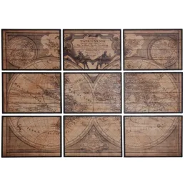 Mappemonde en bois 9 cadres