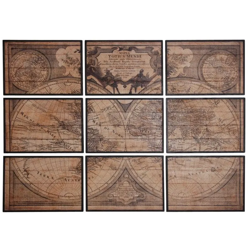 Mappemonde en bois 9 cadres