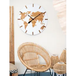 Horloge mappemonde en bois