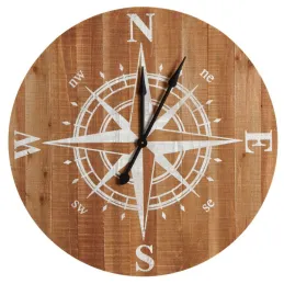 Horloge boussole en bois