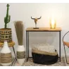 Vase en bambou naturel et laqué blanc