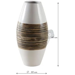 Vase en bambou naturel et laqué blanc