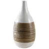 Vase décoratif bambou naturel et laqué blanc