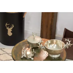 Boites rondes cerfs en aluminium (Lot de 2)