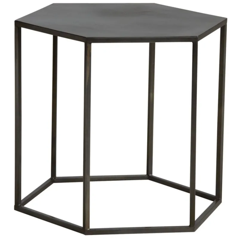 Table d'appoint hexagonale en métal