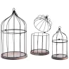Cages en métal laqué et bois (Lot de 3)