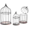 Cages en métal laqué et bois (Lot de 3)