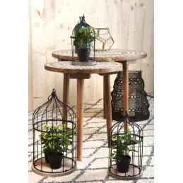 Cages en métal laqué et bois (Lot de 3)