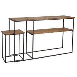 Console avec table gigogne en bois et métal Ter